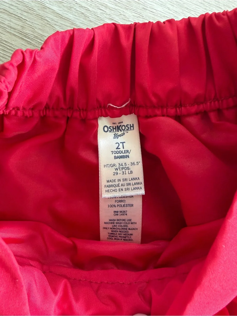 Osh Kosh B’gosh Little Girl’s Red Ruffle Pull-On Skirt Sz 2T